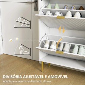 Sapateira Estreita Sapateira para Entrada com Prateleiras Ajustáveis para 18 Pares de Sapatos 60x24x128 cm Branco