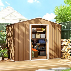 Abrigo de Jardim, 236 x 171 x 191 cm, Portas de Correr com Fechadura, Castanho Escuro