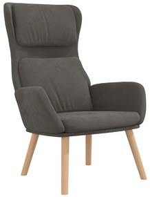 Cadeira de descanso com banco veludo cinzento-escuro