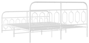 Estrutura de cama com cabeceira e pés 160x200 cm metal branco