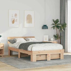 vidaXL Estrutura da Cama com cabeceira Castanho 135 x 190 cm