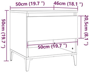 Mesa de apoio 50x46x50 cm derivados de madeira cinzento sonoma