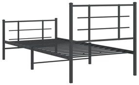 Estrutura de cama com cabeceira e pés 90x200 cm metal preto