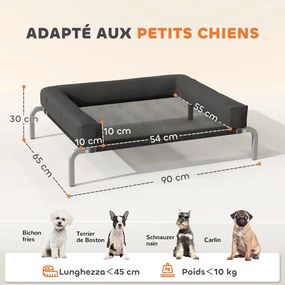 Cama elevada refrescante para cães, cama portátil para cães para interior e exterior, 90 x 65 x 30 cm, preta
