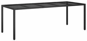 Mesa de Jantar de Jardim Preta 250x100x75 cm Rattan Poliéster