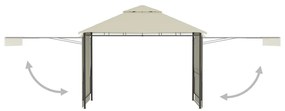 Gazebo com toldos duplos extensíveis 3x3x2,75 m 180 g/m² creme