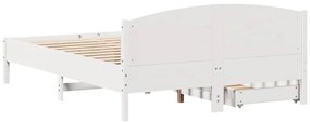 Cama sem colchão 150x200 cm madeira de pinho maciça branco