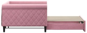 Sofá-cama com gavetão 100x200 cm veludo rosa