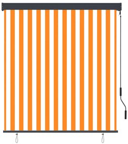 Estore de rolo para exterior 140x250 cm branco e laranja