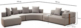 Sofá de Canto Gondol – Cinzento – 300 x 360 cm