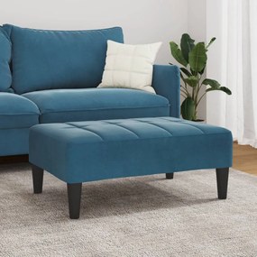 Apoio de pés 77x55x31 cm veludo azul