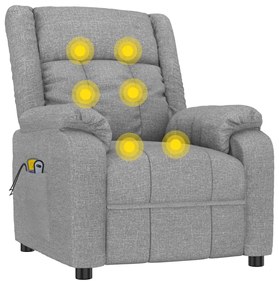 Poltrona de massagens elétrica tecido cinzento-claro