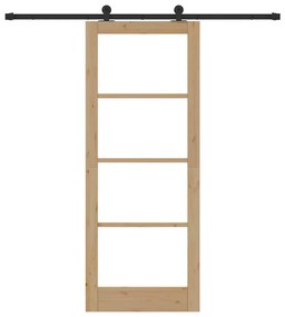 Porta Deslizante com Hardware 'ORKDAL'Madeira Maciça e Vidro
