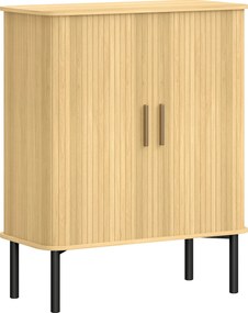 HOMCOM Sapateira 5 Níveis 15 Pares com Portas Deslizantes, Prateleiras Ajustáveis, 78x38x95,2cm, Carvalho | Aosom Portugal