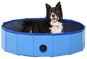 Piscina para cães dobrável 80x20 cm PVC azul