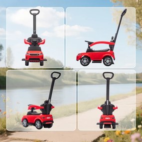 Carro Andador 2 em 1 para Crianças Land Rover Discovery com Buzina Pega de Empurrar e Barra Removíveis 84x40x94,5 cm Vermelho