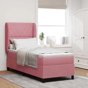 Cama com Box Spring e Colchão vidaXL Rosa 80x200 cm Veludo