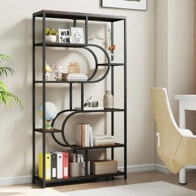 Estante de 8 prateleiras abertas 95 x 30 x 175 cm Design em forma de U Estrutura metálica castanho