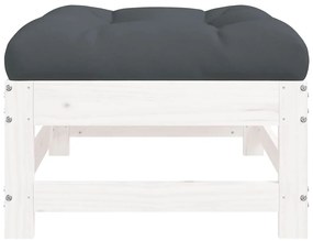 Apoios de pés p/ jardim c/ almofadões 2 pcs pinho maciço branco