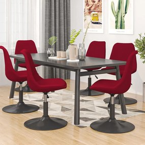 Cadeiras de jantar giratórias 6 pcs veludo vermelho