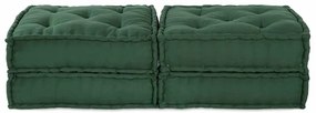 Pouffes Modulares 2 pcs em Verde Tecido da