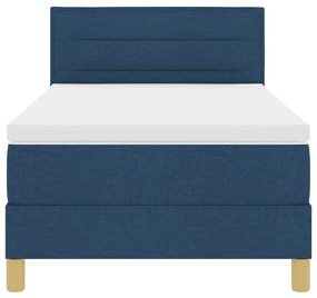 Cama com Caixa de Molas com Colchão &amp; LED Azul 100x200 cm Tecido