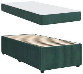 Estrutura de cama com colchão Verde-escuro 90 x 190 cm Veludo