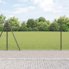 vidaXL Cerca de Fio Welded com 7 Postes Flangeados Cinza 1,2x10 m Aço