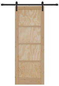 Porta Deslizante com Conjunto de Ferragens 78x211 cm Madeira Sólida de