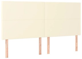 Estrutura de cama c/ cabeceira couro artificial 180x200cm creme