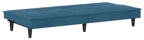 Sofá-cama com suporte para copos veludo azul