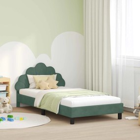 vidaXL Estrutura de Cama Infantil com Cabeceira Verde do Mar Veludo