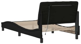 Estrutura de cama com LED sem colchão 100x200 cm tecido preto
