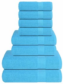 vidaXL 8pcs Conjunto toalhas banho 360 gsm 100% algodão turquesa