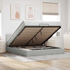 Estrutura de cama otomana com colchão 200x200 cm cinzento claro
