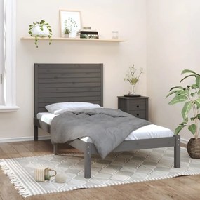 vidaXL Estrutura de cama 100x200 cm madeira maciça cinzento