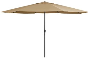 Guarda-sol de jardim c/ poste metal 390 cm cinzento-acastanhado