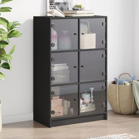 vidaXL Armário alto c/ portas 68x37x109 cm derivados de madeira preto