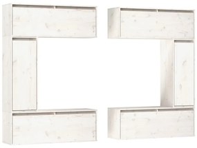 Móveis de TV 6 pcs madeira de pinho maciça branco