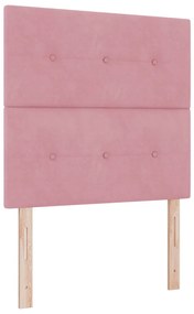 Camas Box com Colchão e Banco Rosa 120x200 cm Veludo