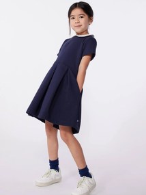 Vestido de mangas curtas, em algodão, Petit Bateau. marinho