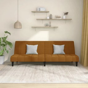 337510 vidaXL Sofá-cama de 2 lugares veludo castanho