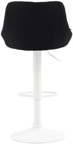 Banco de bar Lazio em tecido e com estrutura branca 46 x 83-104 x 49 cm Preto