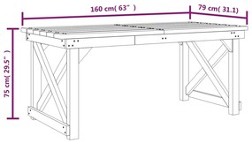 3 pcs conjunto de jantar para jardim pinho impregnado maciço