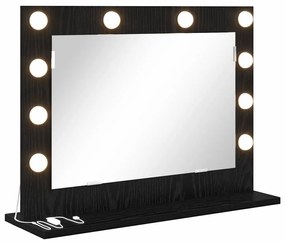 Espelho de Vanity com Luzes LED Carvalho Preto 60x45x18 cm