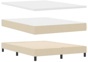 Cama Box Spring vidaXL com Colchão em Creme, 140x200 cm, Tecido