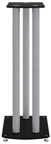 Suportes colunas 2 pcs vidro temperado 3 pilares preto/prateado