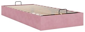 Ottoman Bed Frame No Colchão Rosa 90x190 cm Veludo
