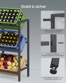 Estante para caixas de bebidas 36 x 55 x 116,1 cm com 3 níveis para 3 caixas Preto