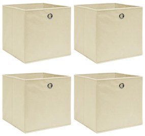 Caixas de arrumação 4 pcs 32x32x32 cm tecido creme